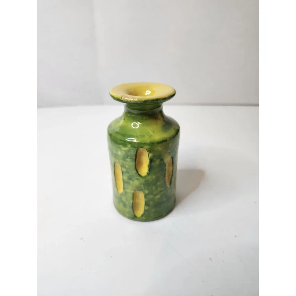 MCM Art Studio Sculpted & Carved Colorful Art Pottery Vase 4